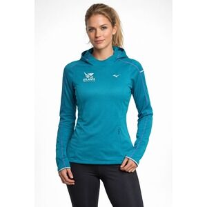 Mizuno Women's Track Jacket Hoodie Reflective Atlanta Track Club Zip Pocket Sz M